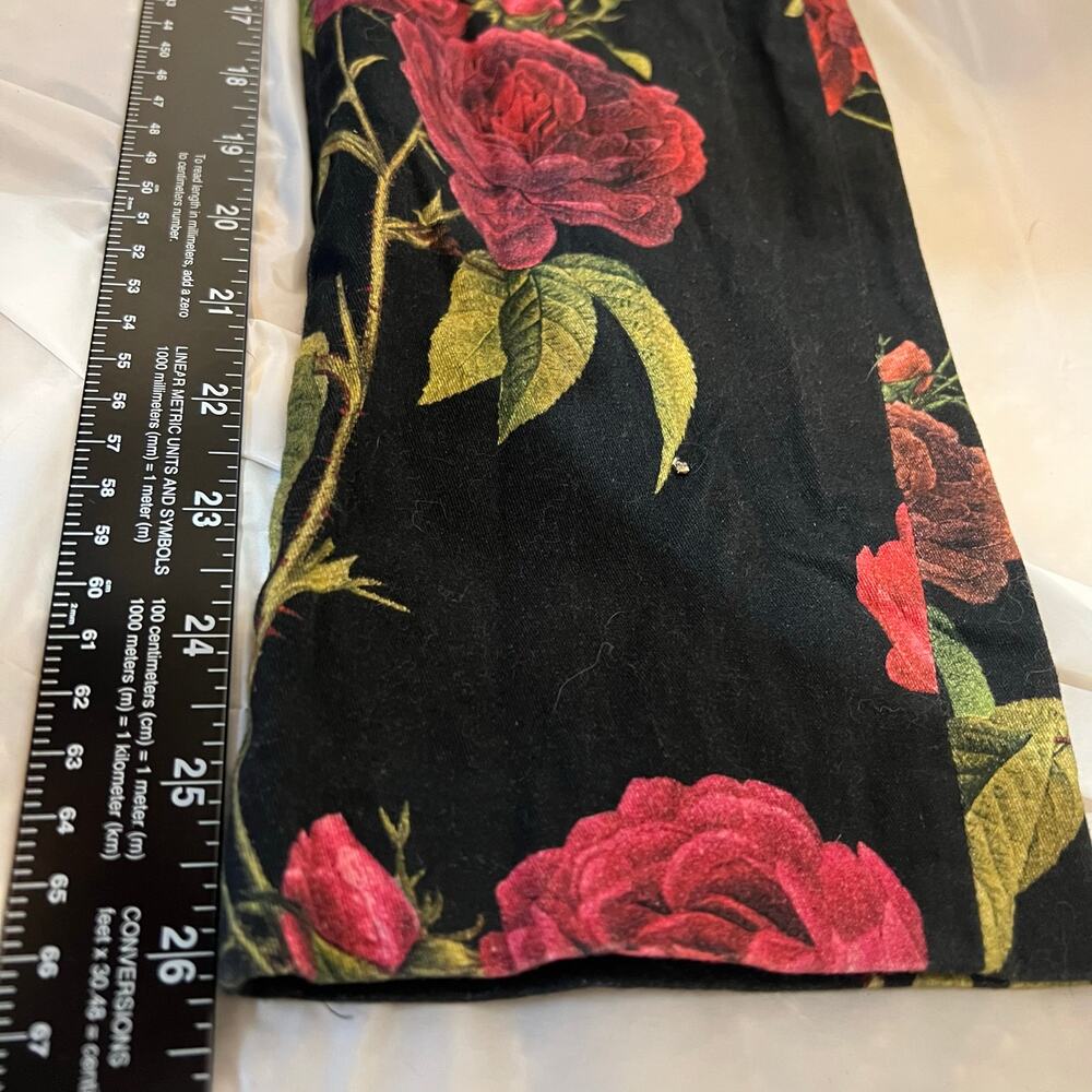 Floral Print Pants Rose Pattern Statement Trousers Super Skinny - Picture 8 of 11